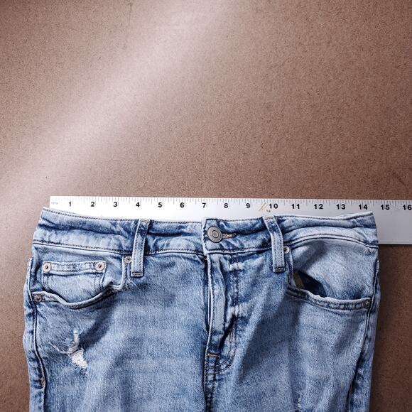 Aeropostale Low Rise Flare Jeans Women 6R Med Blue Distressed Boho Retro Hippie - Picture 4 of 11